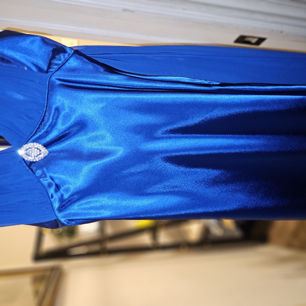 Blue Maxi A-Line Skirt with Slit for Cocktail